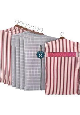 Grey 8 Pieces Cotton Regular Hanging Saree Cover Multi Utility Organisers