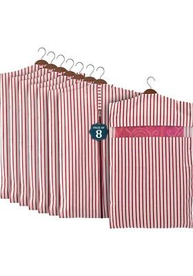 Maroon 8 Pieces Cotton Hanging Saree Cover Multi Utility Organisers