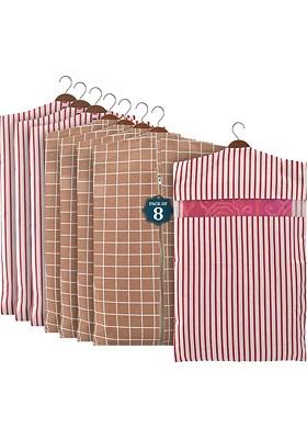 Brown 8 Pieces Cotton Regular Hanging Saree Cover Multiutility Organisers