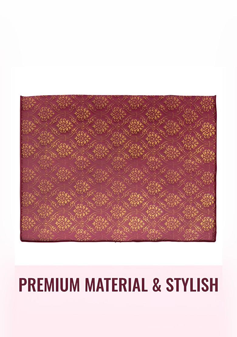 Maroon And Gold Toned 12 Pieces Saree Cover Clothes Storage Bag Organisers