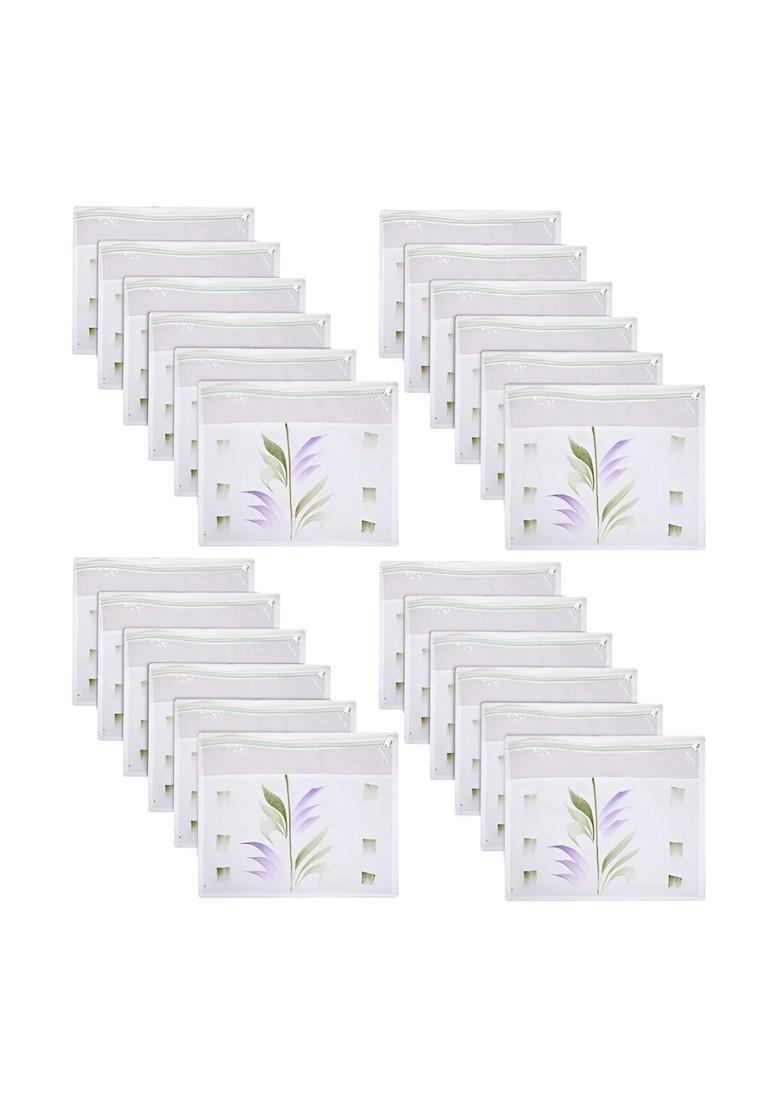 Set Of 24 White Reusable Drawer Single Packing Saree Cover Organisers