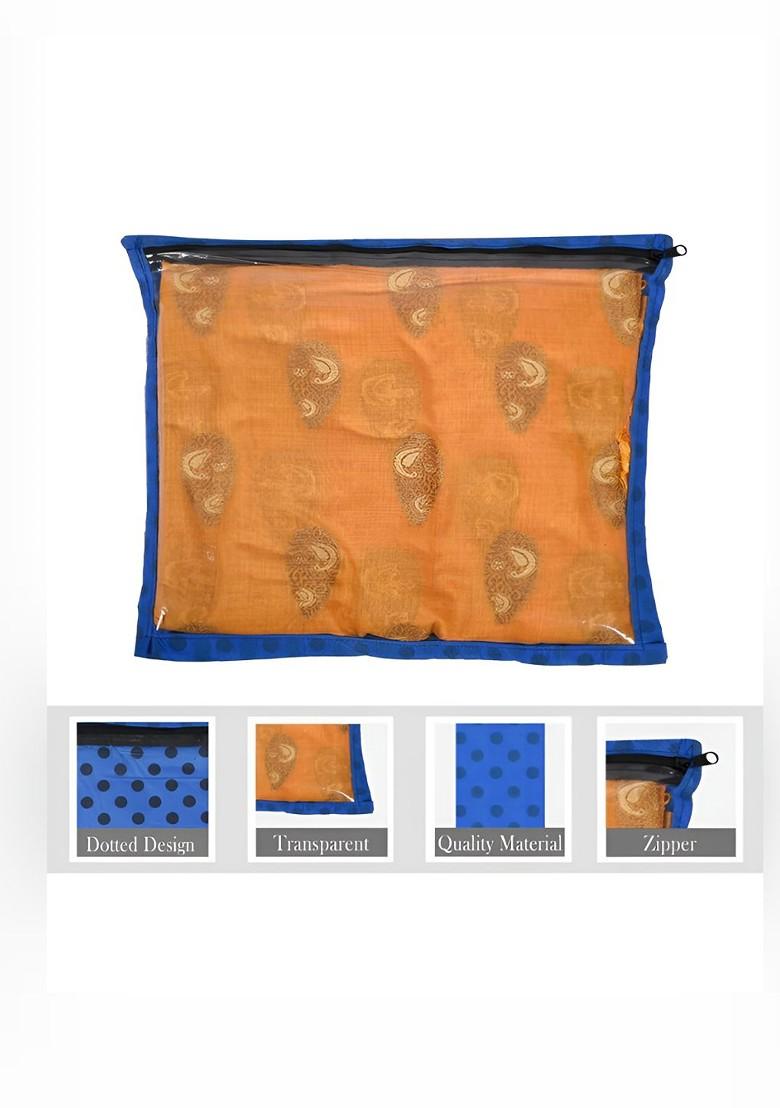 Set Of 24 Blue Reusable Drawer Single Packing Saree Cover Organisers