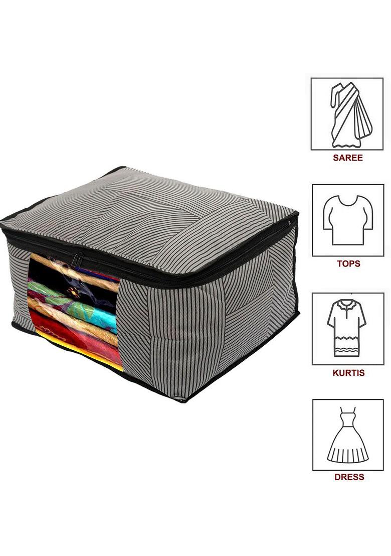 9 Pcs Lining Print Saree Cover Wardrobe Organisers Transparent Window