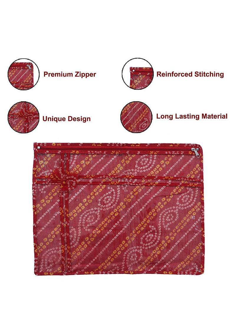12 Pcs Bandhani Print Pvc Single Saree Cover Clothes Storage Organisers