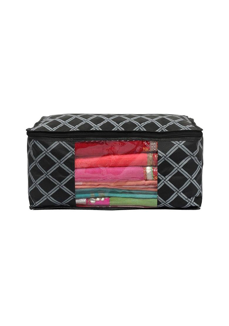 6 Pcs Check Print Foldable Saree Cover Clothes Storage Organiser