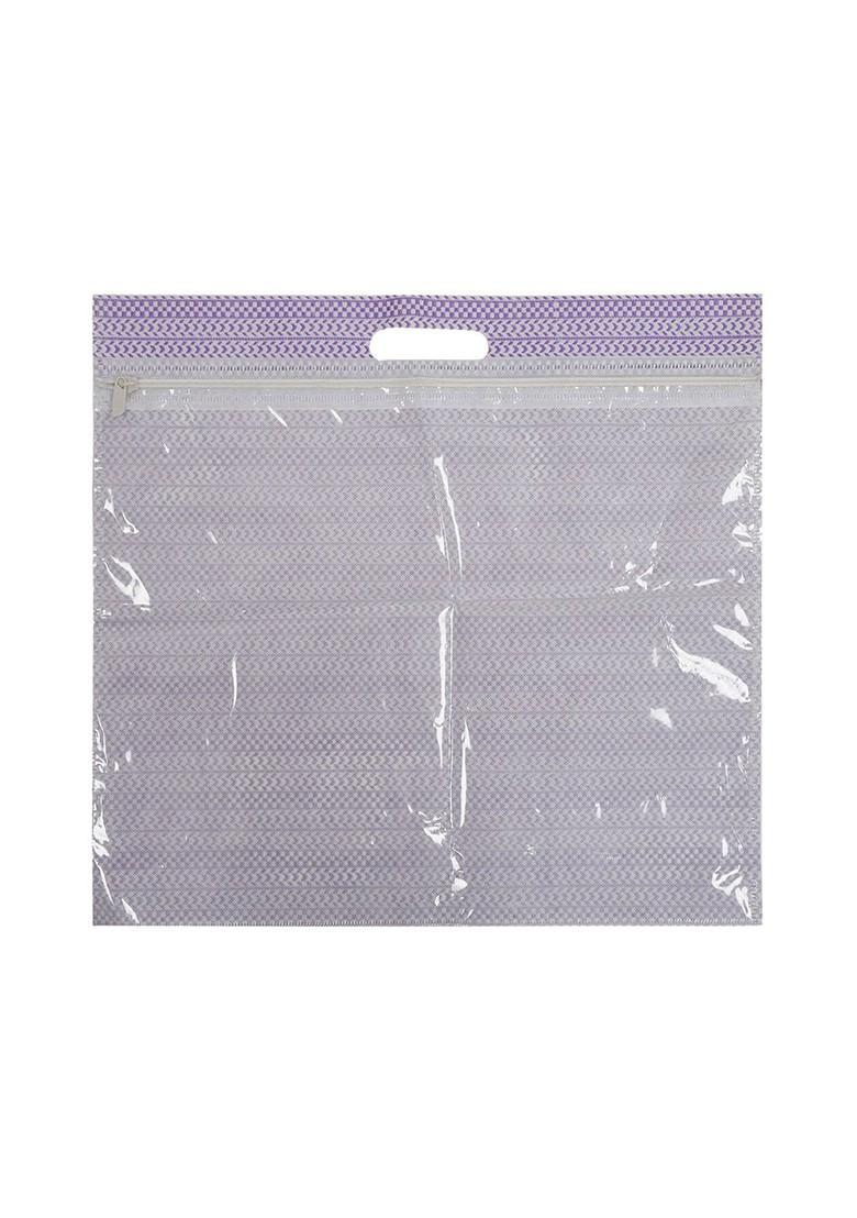 Set Of 24 Purple And Pink Printed With Transparent Window Saree Cover