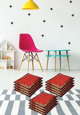 Set Of 12 Maroon And Transparent Embellished Single Packing Saree Cover Organizers