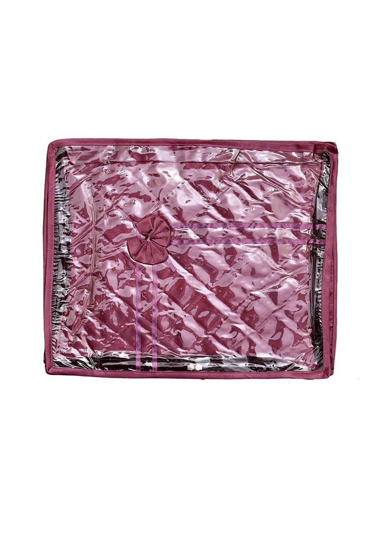 Set Of 6 Purple And Transparent Solid Single Packing Saree Cover Organizers