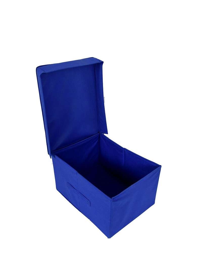 Set Of 2 Blue Disney Team Mickey Printed Foldable Saree Cover Storage Boxes With Lids - Indya