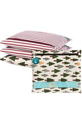 Green 4 Pcs Regular Single Saree Cover Multi Utility Wardrobe Organisers