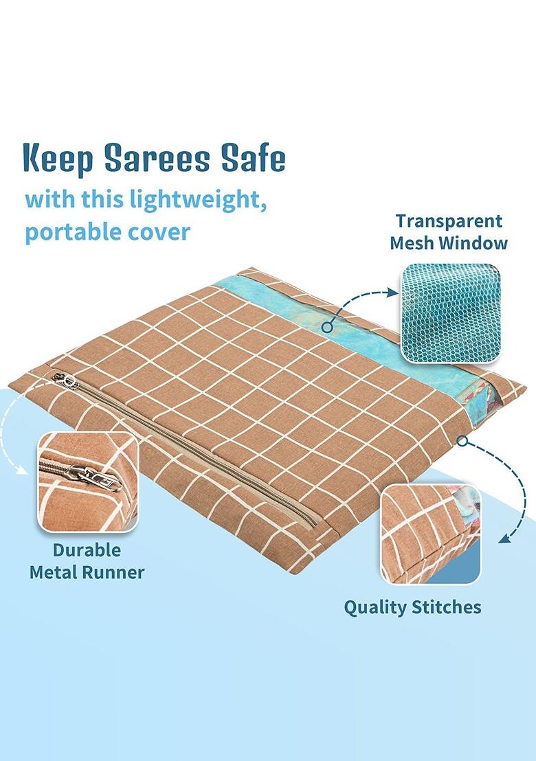 Brown 4 Pcs Regular Single Saree Cover Multi Utility Wardrobe Organisers