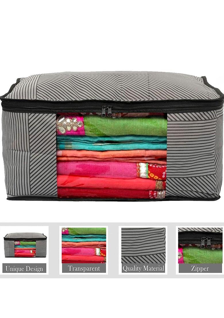 Set Of 4 Underbed Storage Bag And Saree Cover Organisers Transparent Window