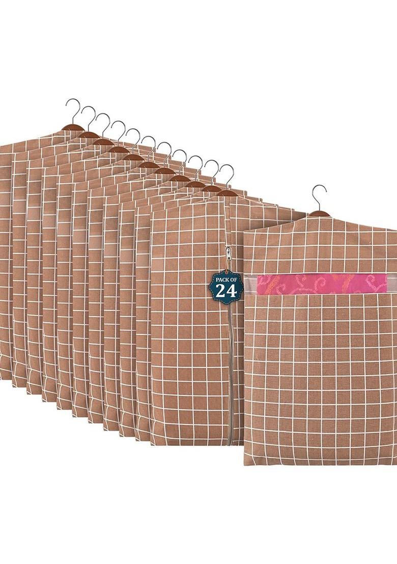 Brown Set Of 24 Regular Hanging Saree Cover Multi Utility Organisers