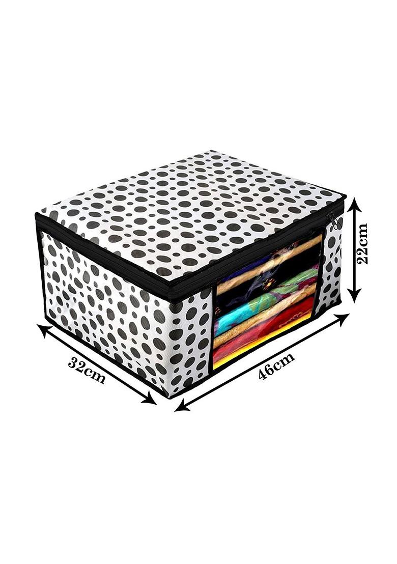 White And Black 4 Pcs Polka Dot Printed Non Woven Saree Cover Clothes Cover