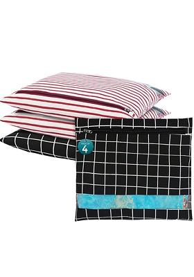 Black 4 Pcs Regular Single Saree Cover Multi Utility Cotton Organisers