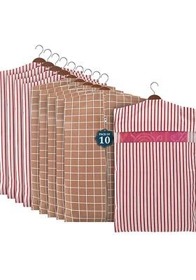Brown Set Of 10 Regular Hanging Saree Cover Multi Utility Organisers