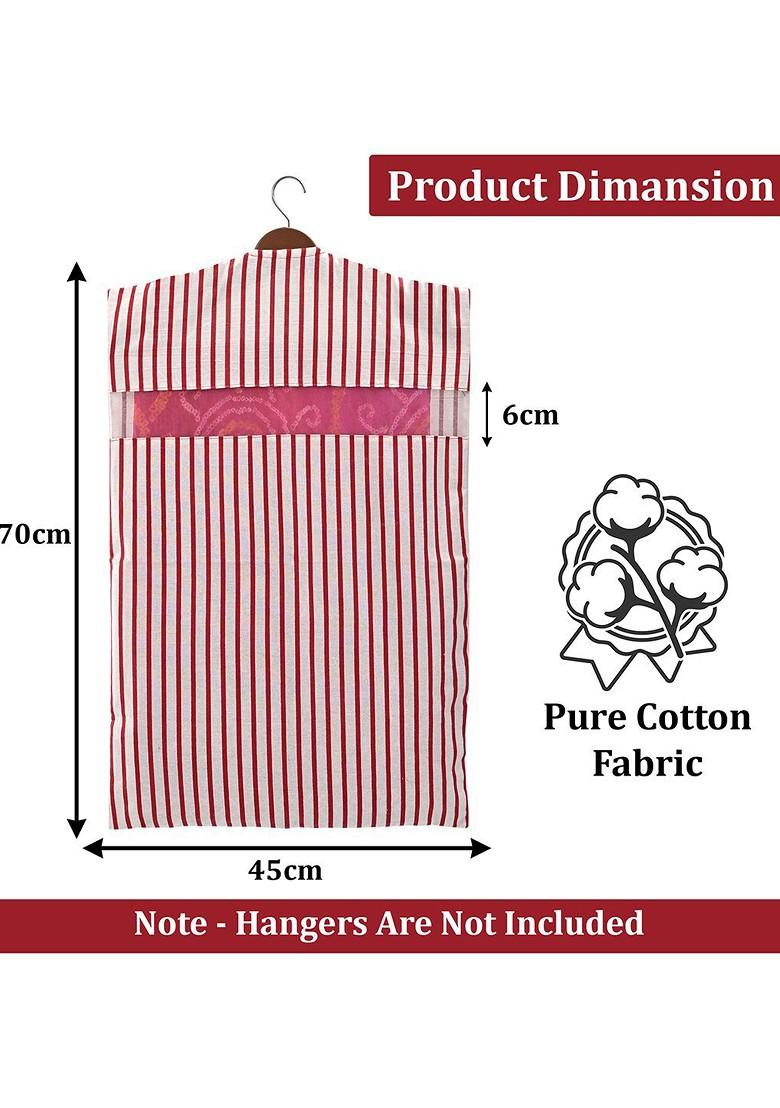 Maroon 6 Pcs Mesh Cotton Hanging Saree Cover Storage Organisers