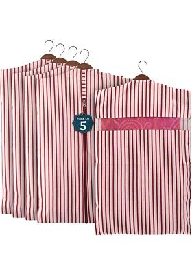 Maroon 5 Pcs Mesh Cotton Hanging Saree Cover Storage Organisers