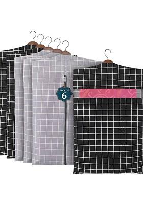 Grey 6 Pcs Mesh Cotton Hanging Saree Cover Storage Organisers