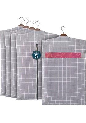 Grey 5 Pcs Mesh Cotton Hanging Saree Cover Storage Organisers