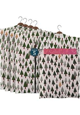 Green 5 Pcs Mesh Cotton Hanging Saree Cover Storage Organisers