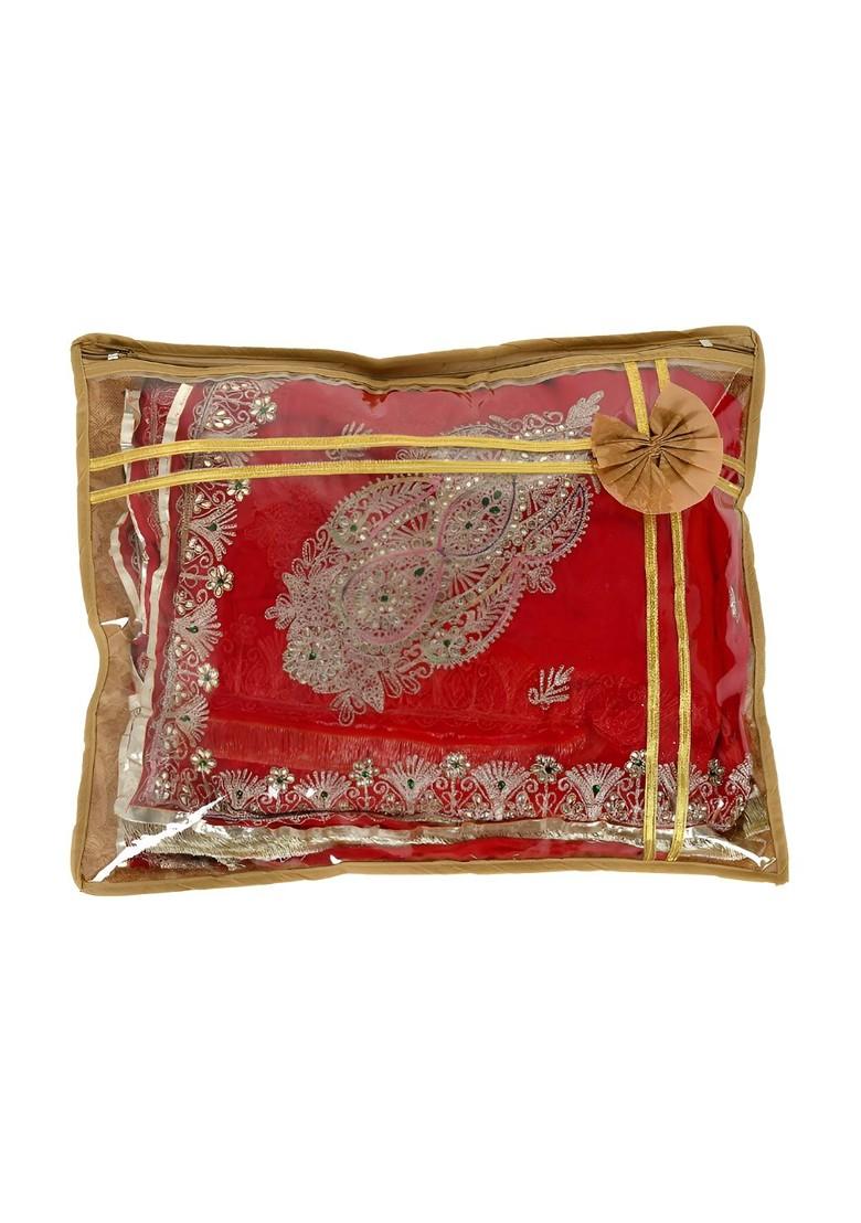 Set Of 12 Brown Reusable Drawer Saree Cover Organisers