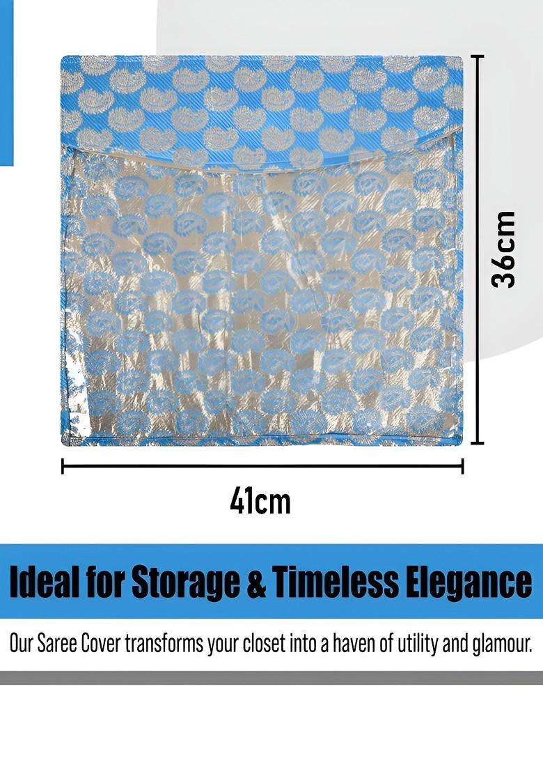 Blue Set Of 12 Reusable Saree Cover Drawer Organiser