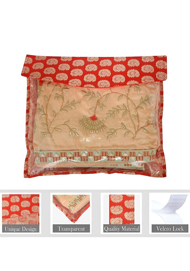 Set Of 12 Red Reusable Saree Cover