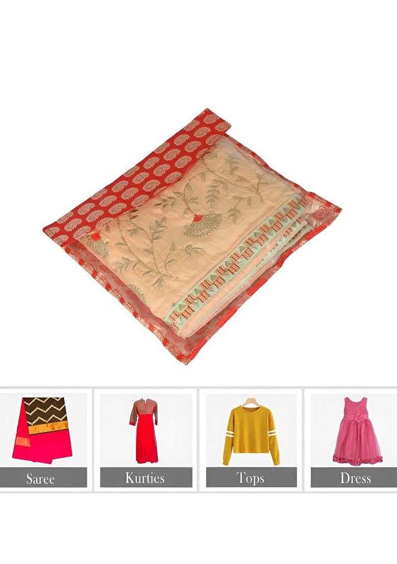 Set Of 12 Red Reusable Saree Cover