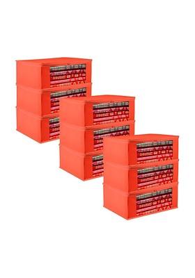 Set Of 9 Red Reusable Drawer Saree Cover Organisers