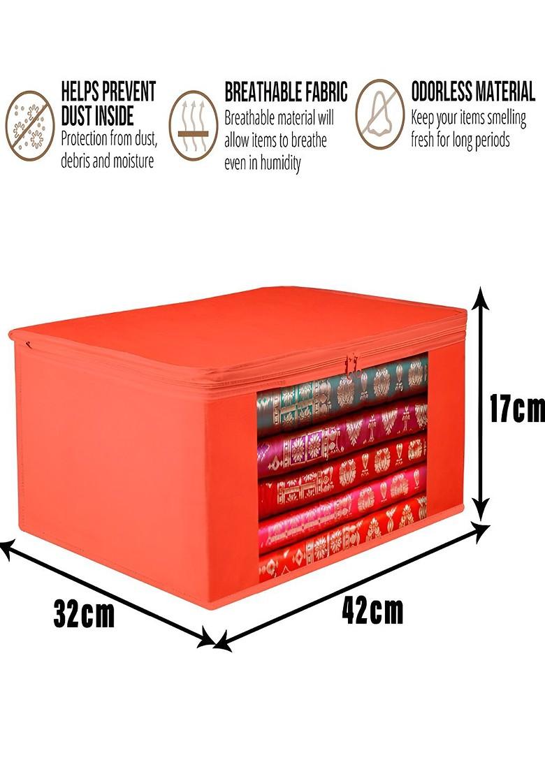 Set Of 9 Red Reusable Drawer Saree Cover Organisers