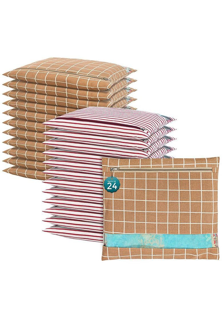 Brown 24 Pcs Regular Single Saree Cover Multi Utility Storage Organisers
