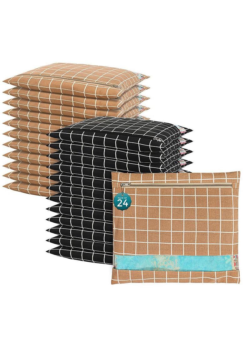 Brown 24 Pcs Regular Single Saree Cover Multi Utility Storage Organisers