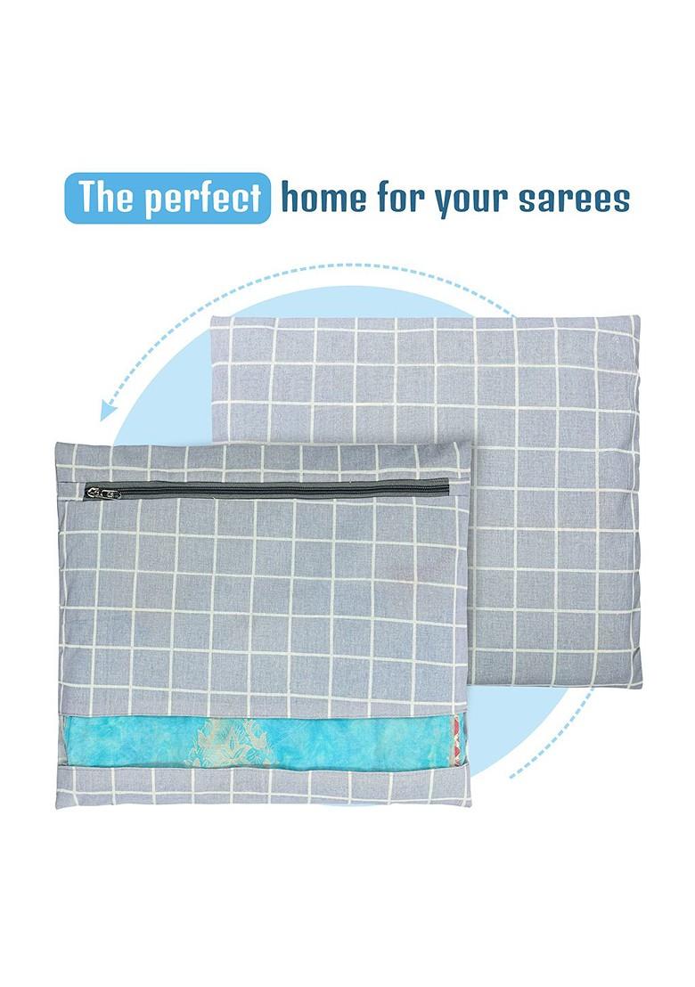 Grey Set Of 3 Regular Saree Cover Multi Utility Wardrobe Organisers