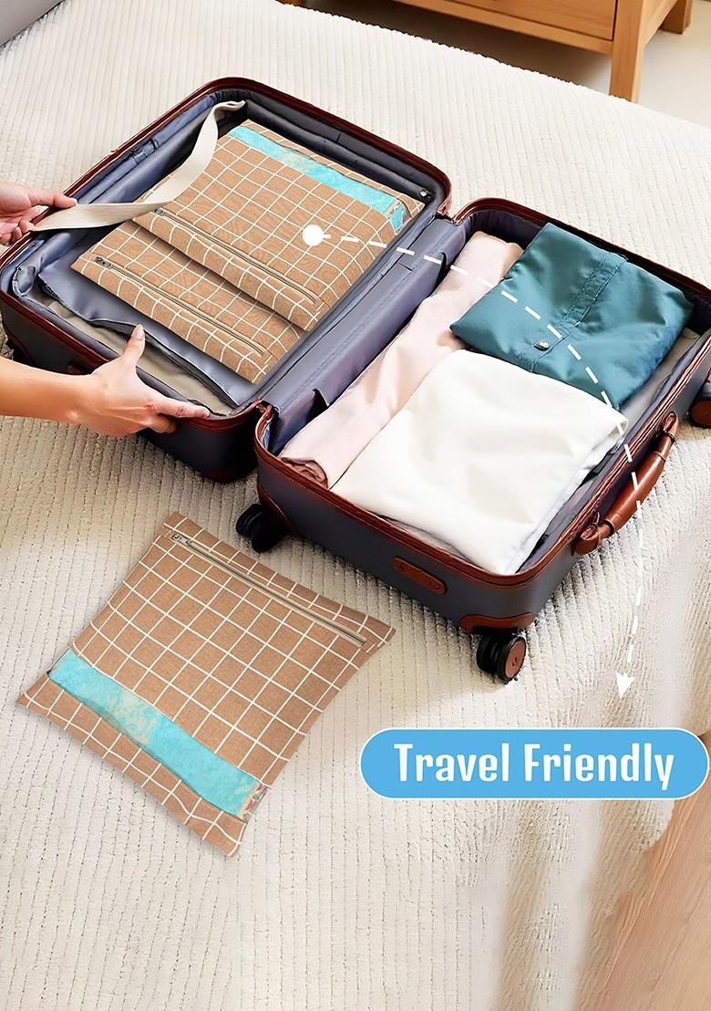 Brown Set Of 3 Regular Saree Cover Multi Utility Wardrobe Organisers