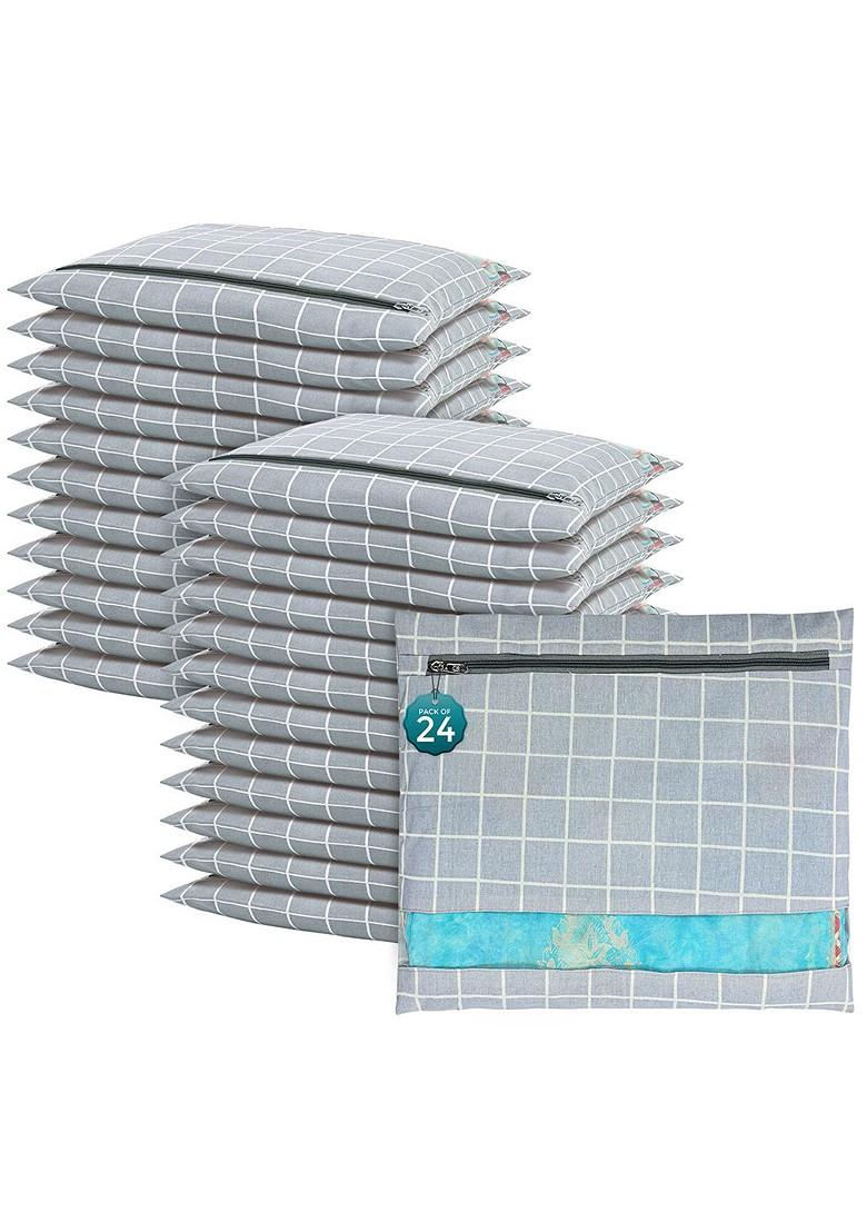 Grey 24 Pcs Regular Single Saree Cover Multi Utility Storage Organisers