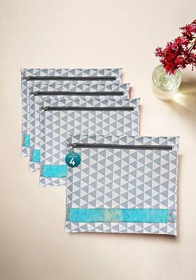 Grey 4 Pcs Regular Single Saree Cover Multi Utility Wardrobe Organisers