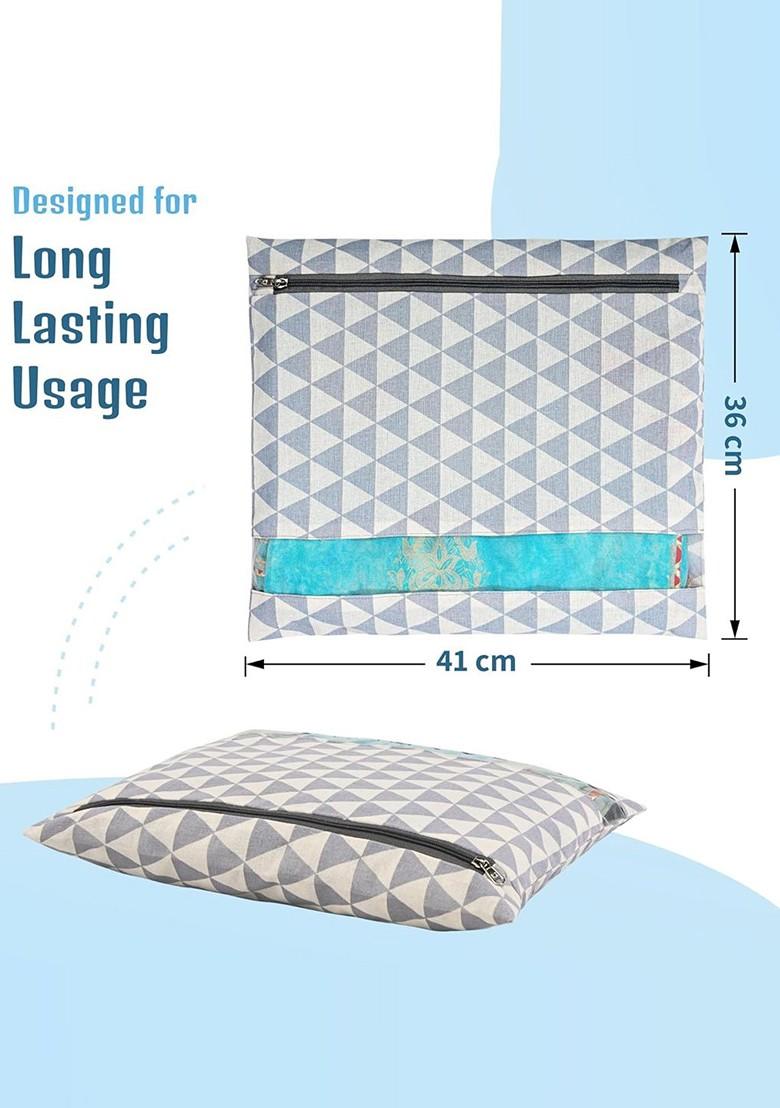 Grey 4 Pcs Regular Single Saree Cover Multi Utility Wardrobe Organisers