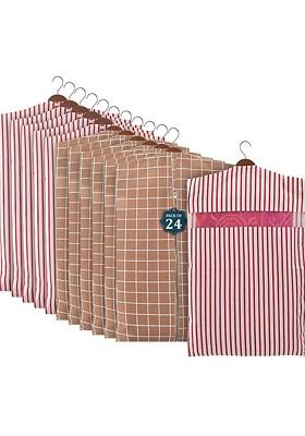 Brown 24 Pieces Cotton Hanging Saree Cover Multi Utility Organisers