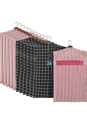 Black 24 Pieces Cotton Hanging Saree Cover Multi Utility Organisers