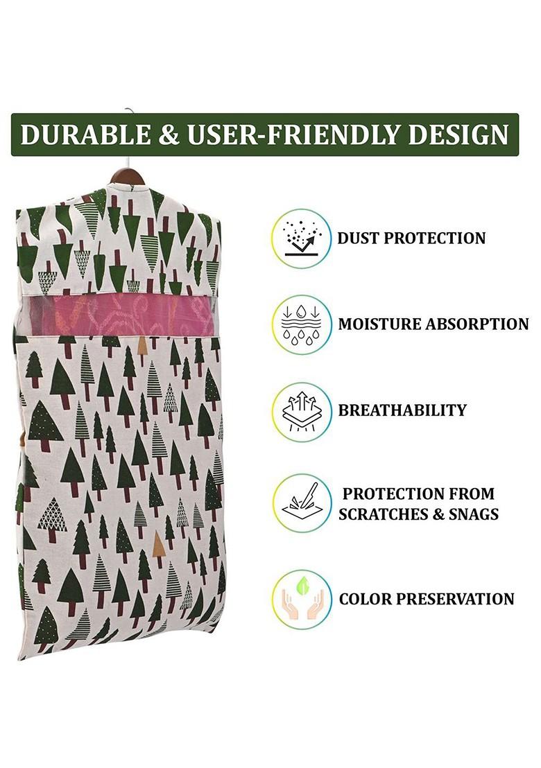 Grey And Green 12 Pieces Mesh Cotton Hanging Saree Cover Storage Organisers