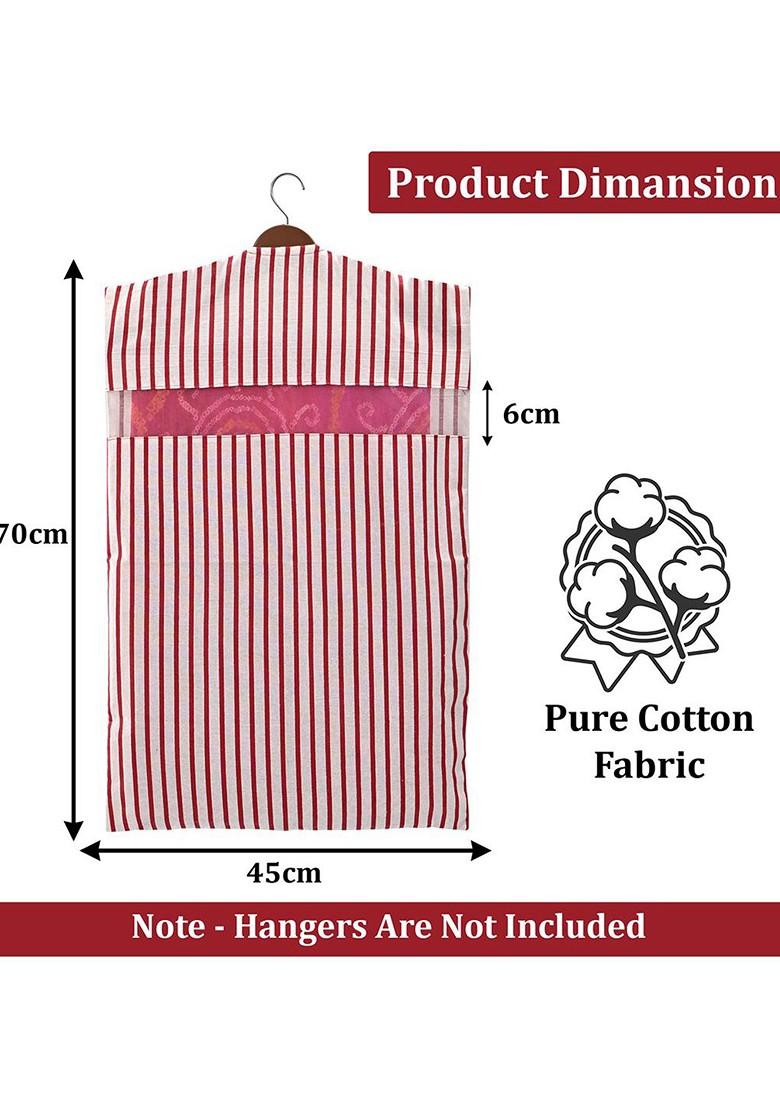 Grey And Maroon 24 Pcs Mesh Cotton Hanging Saree Cover Storage Organisers