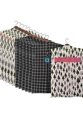 Black Set Of 12 Regular Hanging Saree Cover Multi Utility Organisers
