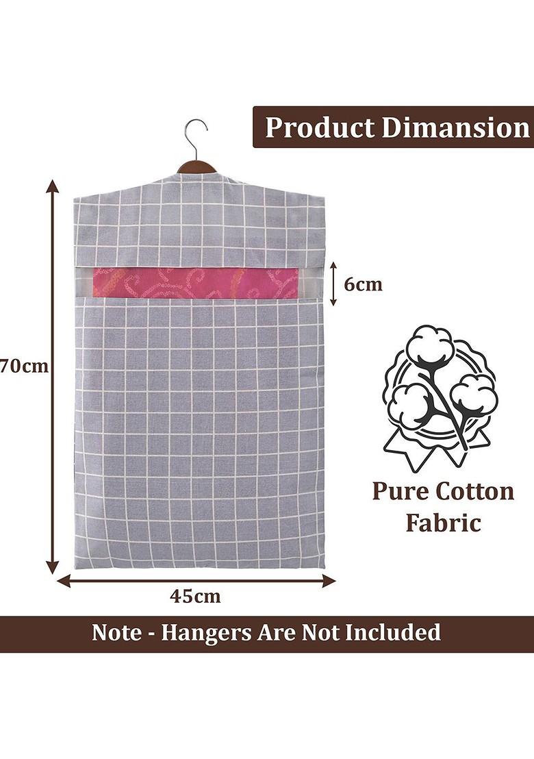 Light Grey 12 Pieces Mesh Cotton Hanging Saree Cover Storage Organisers