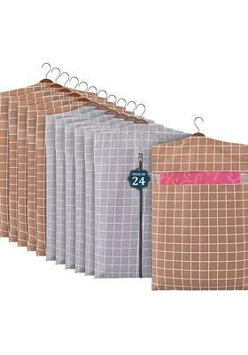 Grey And Brown 24 Pieces Mesh Cotton Hanging Saree Cover Storage Organisers