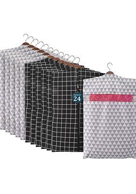 Black 24 Pieces Cotton Hanging Saree Cover Multi Utility Organisers