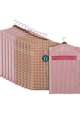 Brown 12 Pieces Cotton Hanging Saree Cover Multi Utility Organisers