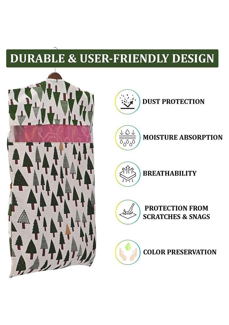 Grey And Green 24 Pieces Mesh Cotton Hanging Saree Cover Storage Organisers