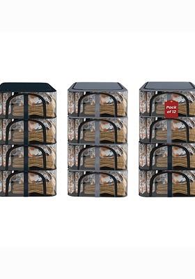 Navy Blue 12 Pieces Regular Storage Saree Cover Drawer Organisers