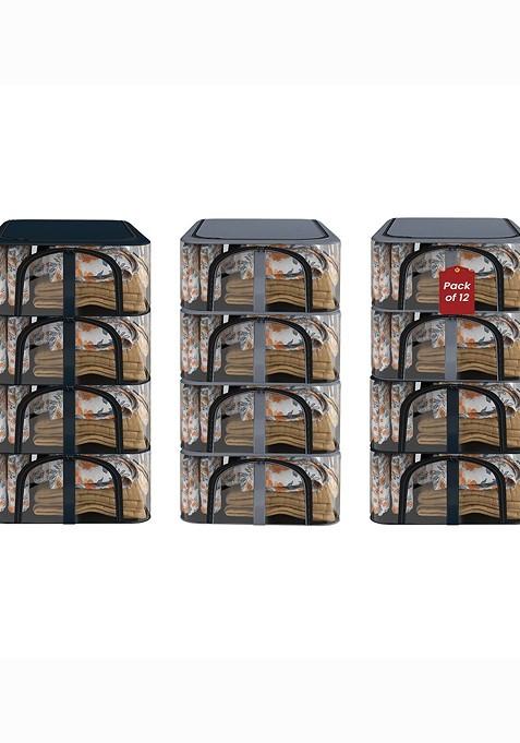 Navy Blue 12 Pieces Regular Storage Saree Cover Drawer Organisers